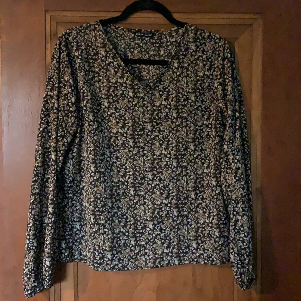 SheIn black/brown/white blouse size M